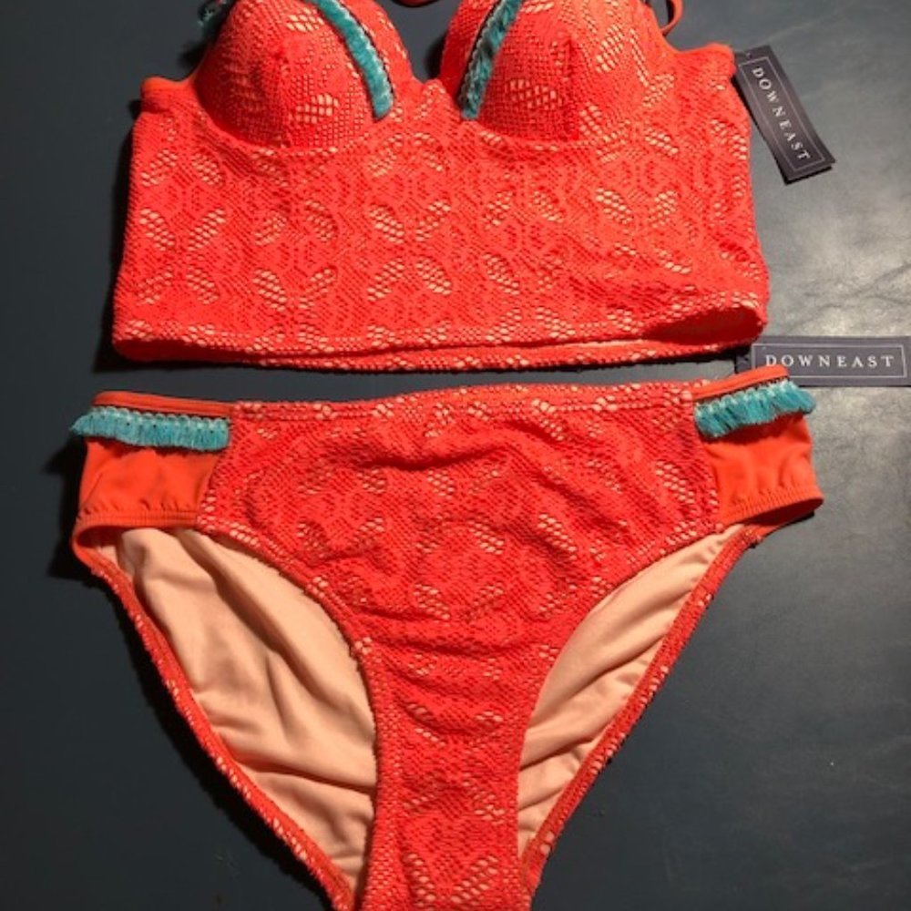 DownEast Bikini Set Underwire Hot Coral Size Medium or Large